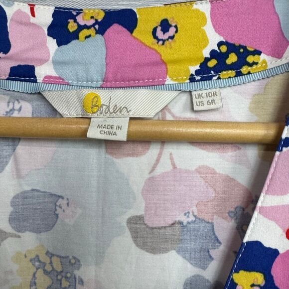 Boden Clemmie Floral Ivory Peony Burst Faux Wrap Fit and Flare Dress size 6R - Picture 7 of 8